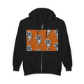 Abstract Orange and Gray Distressed Art Full-Zip Hoodie - JCasso
